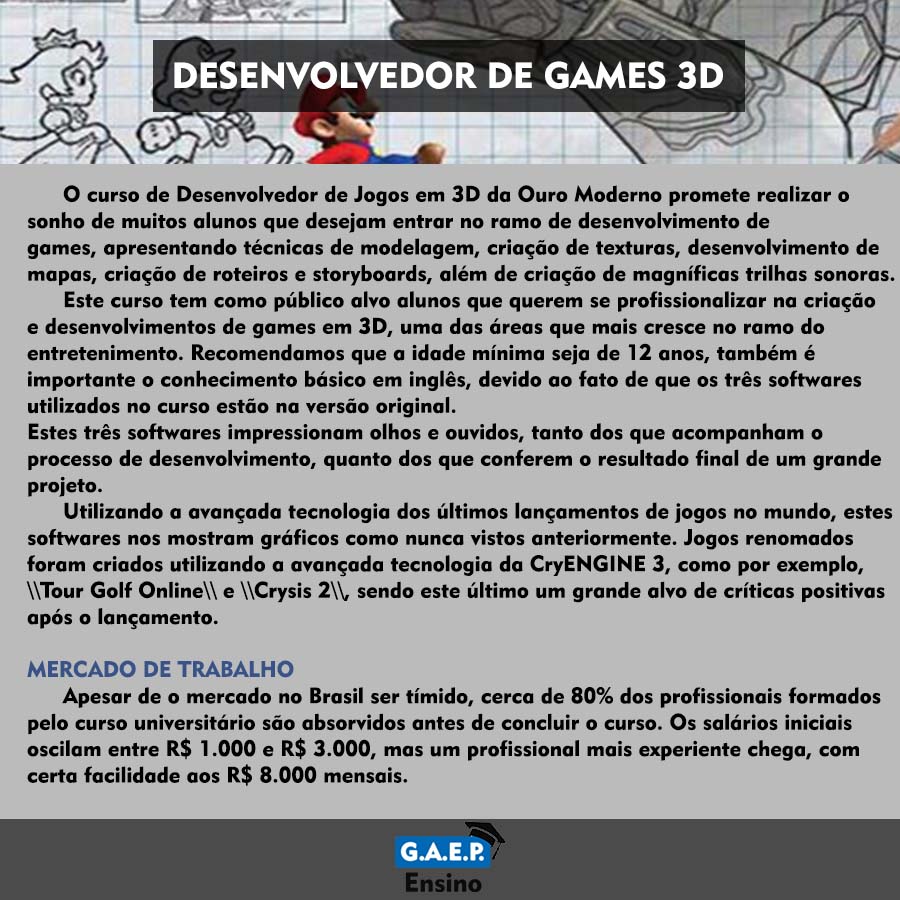 Desenvolvedor de Jogos 3D - G.A.E.P ENSINO